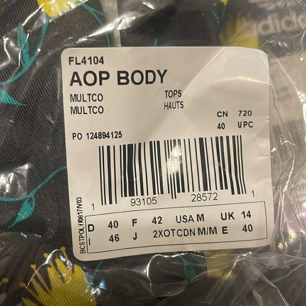 NWT Adidas AOP stretchy tulip print black racing stripes swim suit Medium M - Picture 10 of 14
